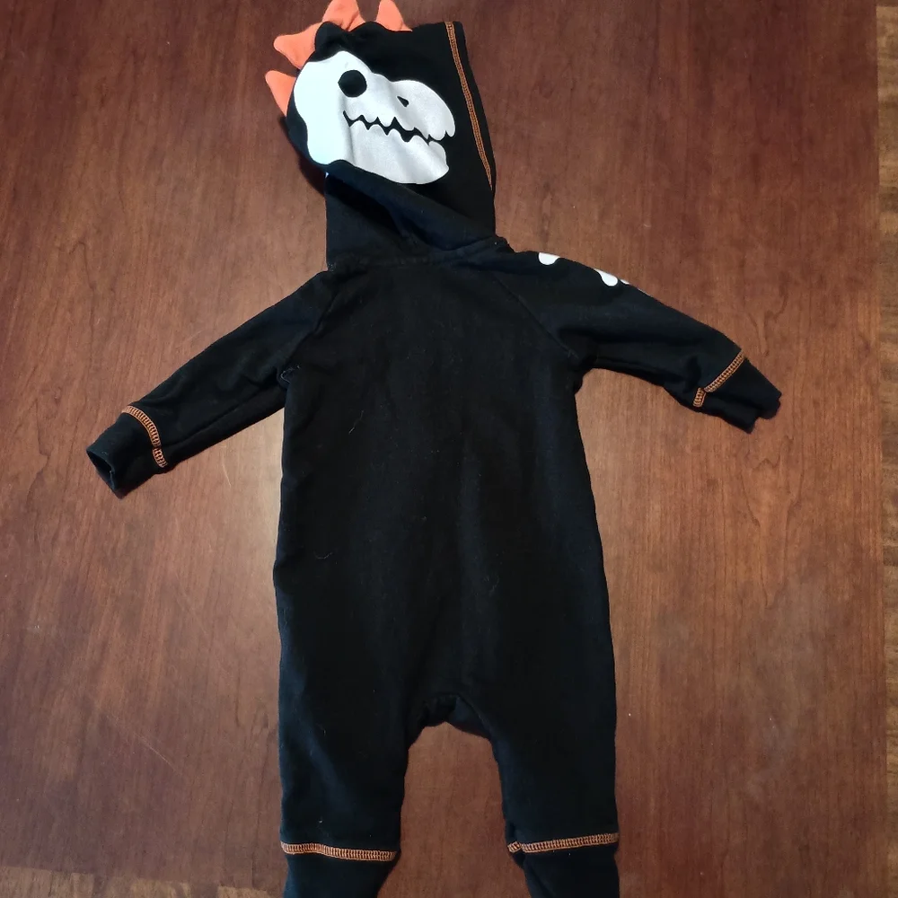 Cat‎ & Jack Halloween Dinosaur Skeleton Zip Up Hooded Romper